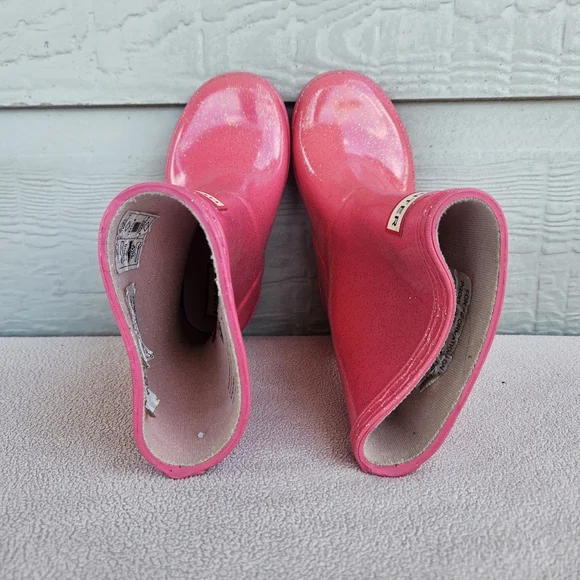 Hunter Original Classic Rain Boots Toddler Girl SZ 7 US Pink Glitter Sparkle - Picture 9 of 12